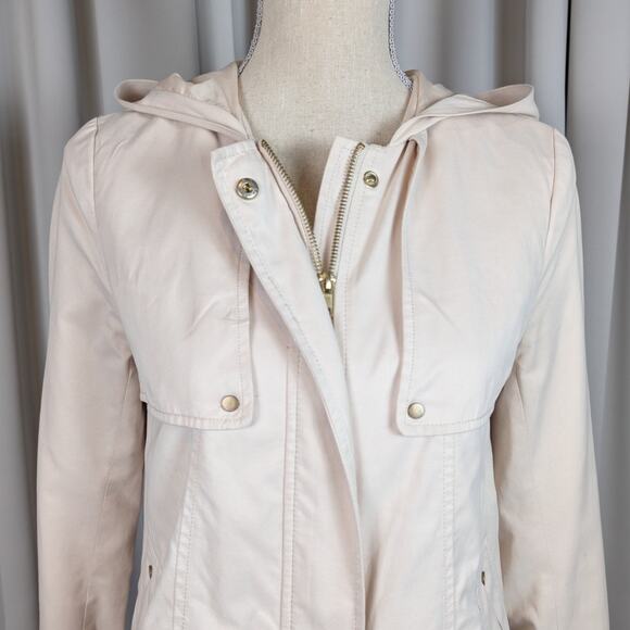 H&M Hooded Rain Coat Utility Jacket Beige Taupe Size 4 - Picture 8 of 16